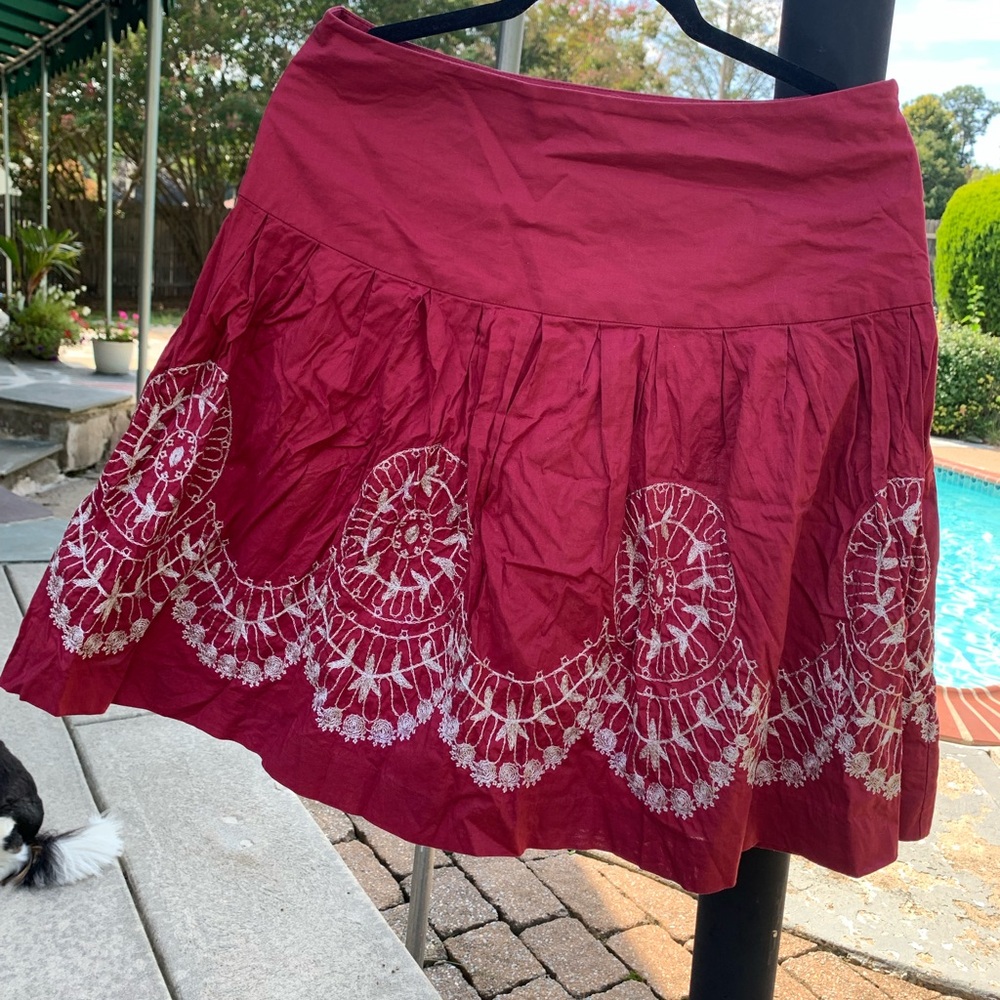 Elegant maroon Embroidered Skirt